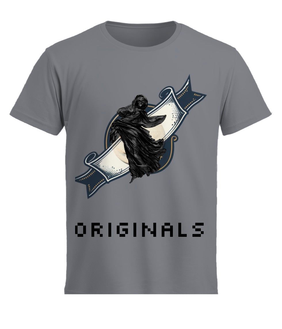 Originals Gothic Shadow Graphic T-Shirt | Vintage Streetwear Oversized Tee | Unisex Casual Cotton Top