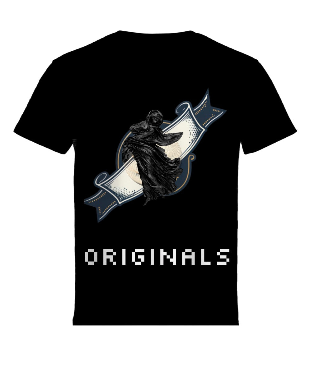 Originals Gothic Shadow Graphic T-Shirt | Vintage Streetwear Oversized Tee | Unisex Casual Cotton Top