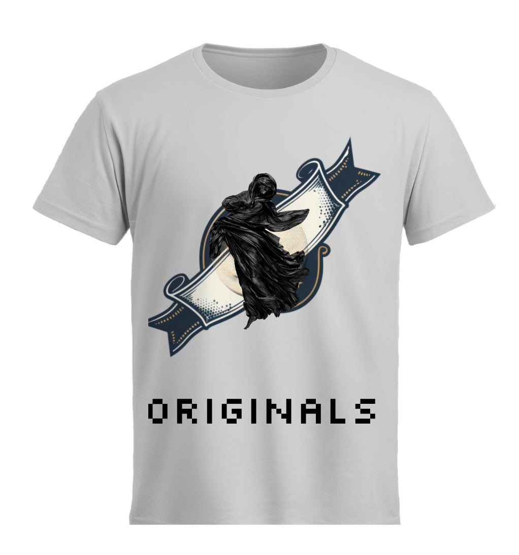 Originals Gothic Shadow Graphic T-Shirt | Vintage Streetwear Oversized Tee | Unisex Casual Cotton Top