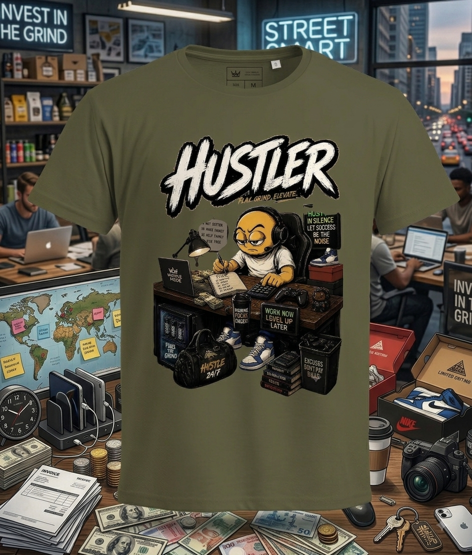 HUSTLER Graphic T-Shirt – Streetwear Hustle & Motivation Tee | Unisex