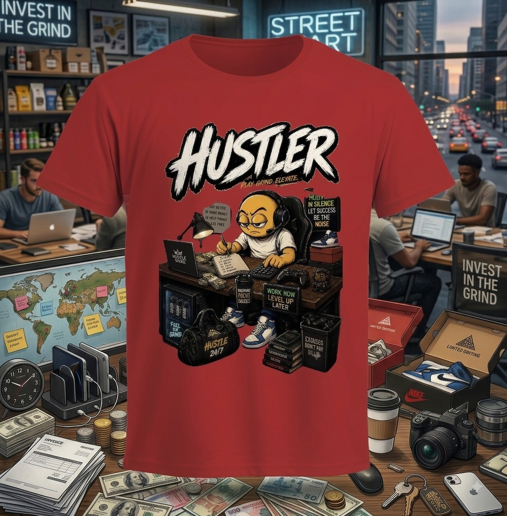 HUSTLER Graphic T-Shirt – Streetwear Hustle & Motivation Tee | Unisex