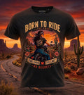 Born To Ride Vintage Desert Biker Graphic Tee | Highway Rebel Edition