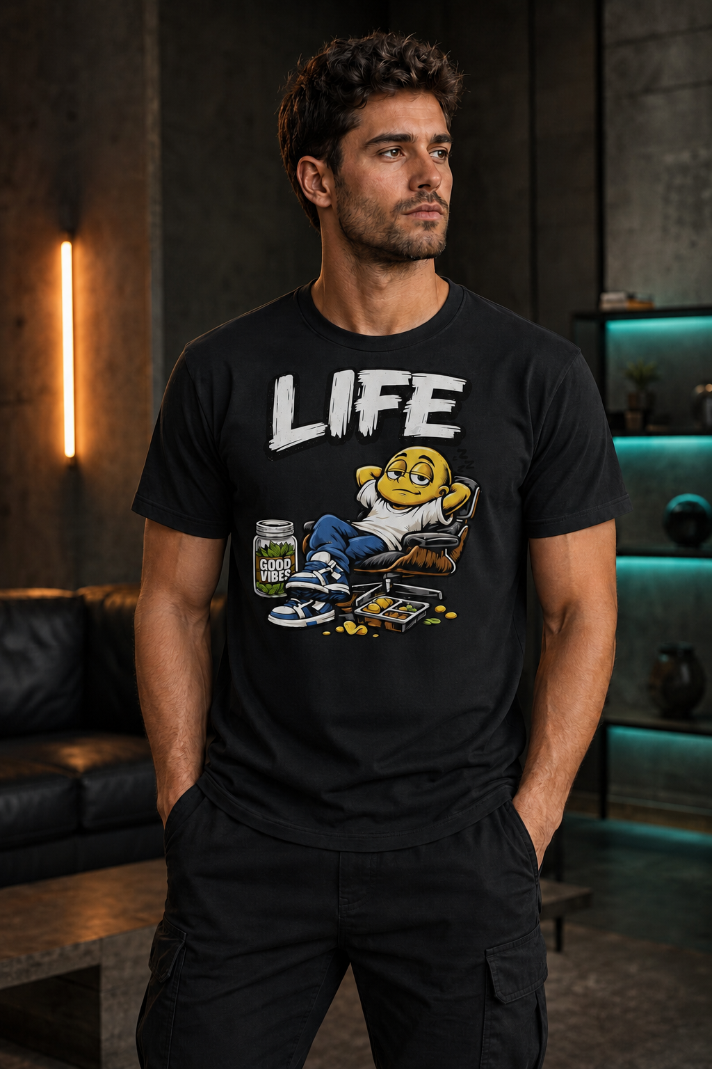 LIFE Good Vibes Graphic T-Shirt – Laid-Back Streetwear Tee