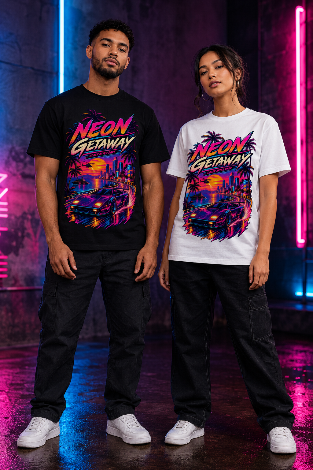 Neon Getaway Graphic T-Shirt – Retro Gaming Streetwear Tee.