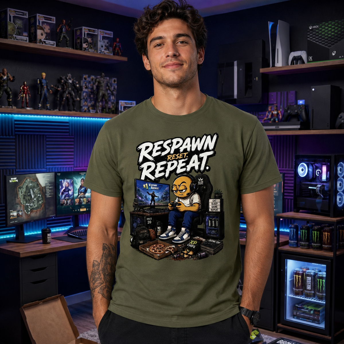 🎮 RESPawn. Reset. Repeat. Gaming T-Shirt

For the gamers who don’t know when to quit. 🎮🔥