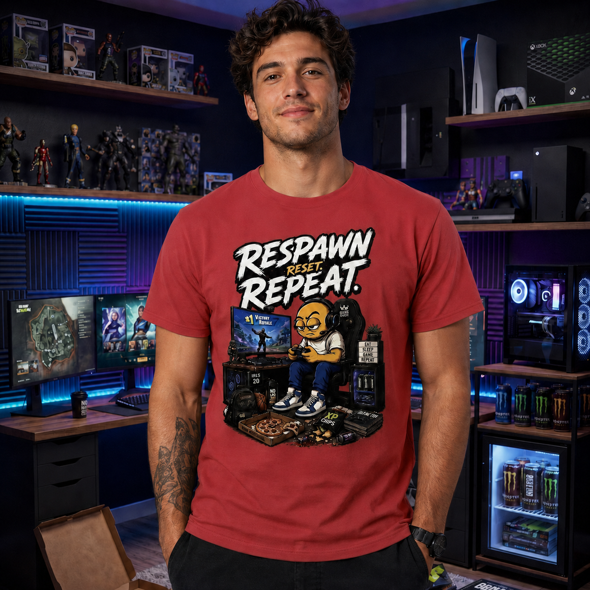 🎮 RESPawn. Reset. Repeat. Gaming T-Shirt

For the gamers who don’t know when to quit. 🎮🔥