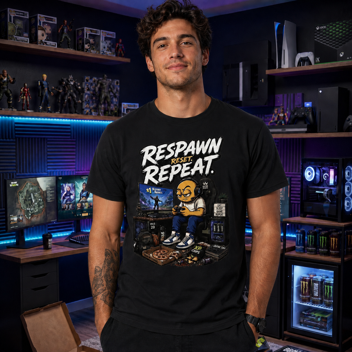 🎮 RESPawn. Reset. Repeat. Gaming T-Shirt

For the gamers who don’t know when to quit. 🎮🔥