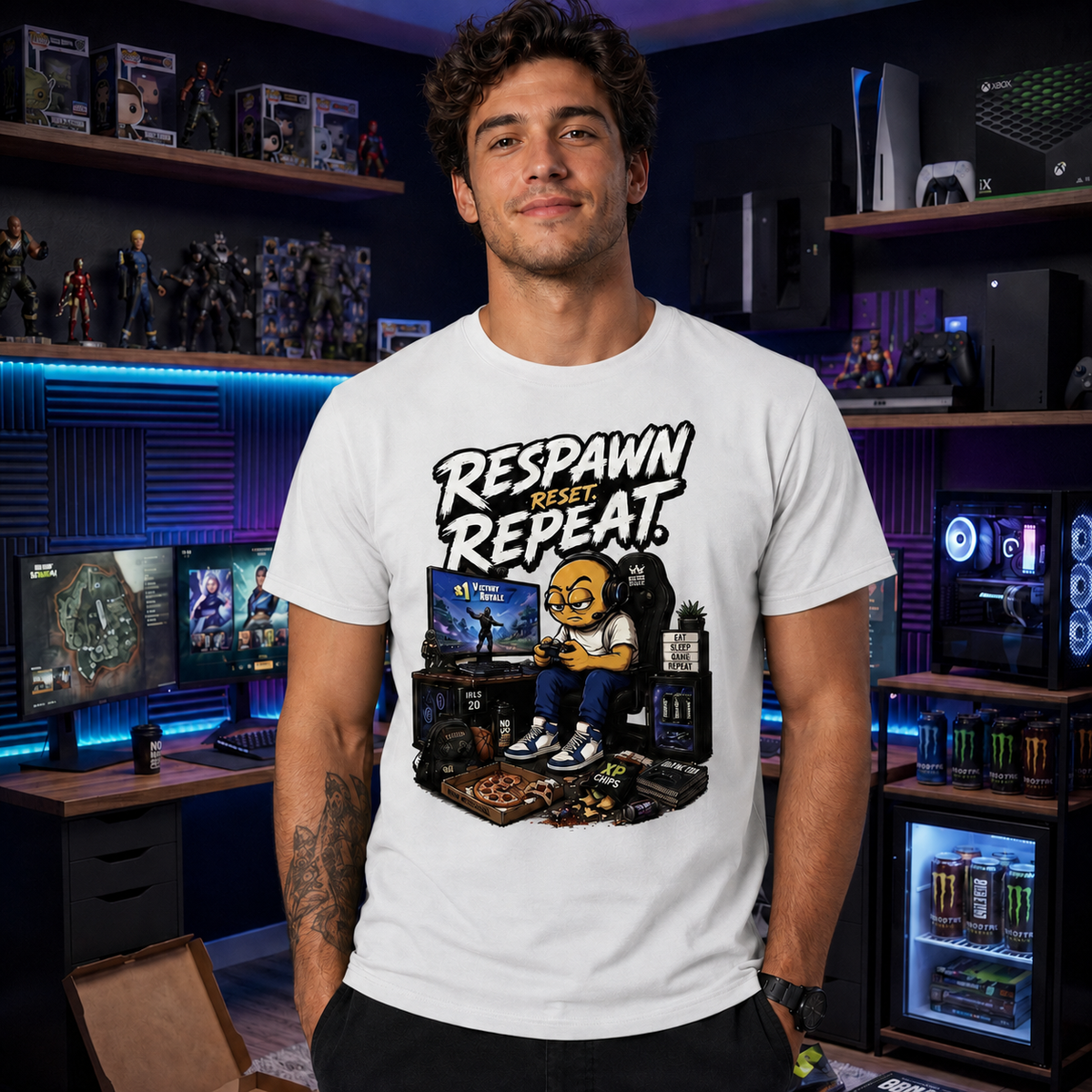 🎮 RESPawn. Reset. Repeat. Gaming T-Shirt

For the gamers who don’t know when to quit. 🎮🔥